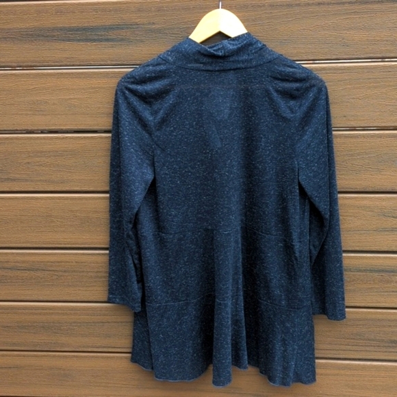 Women's Claudia Richard Linen Blend Open Front Blue Cardigan Sweater - M NWT - Picture 4 of 6